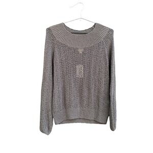 Billabong Sweater‎ Womens Large Brown Open Knit Pullover Boho Rolled Up